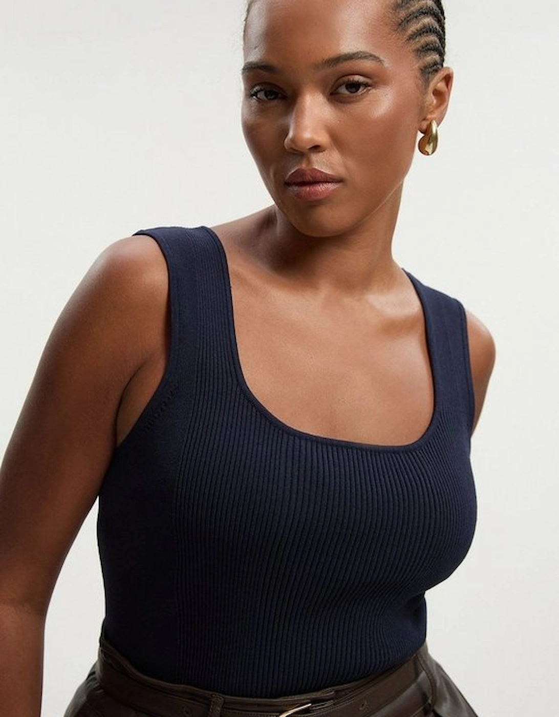 Plus Size Viscose Blend Rib Knit Square Neck Vest, 2 of 1