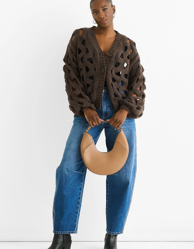 Chocolate Hollow Chunky Knit Cardigan