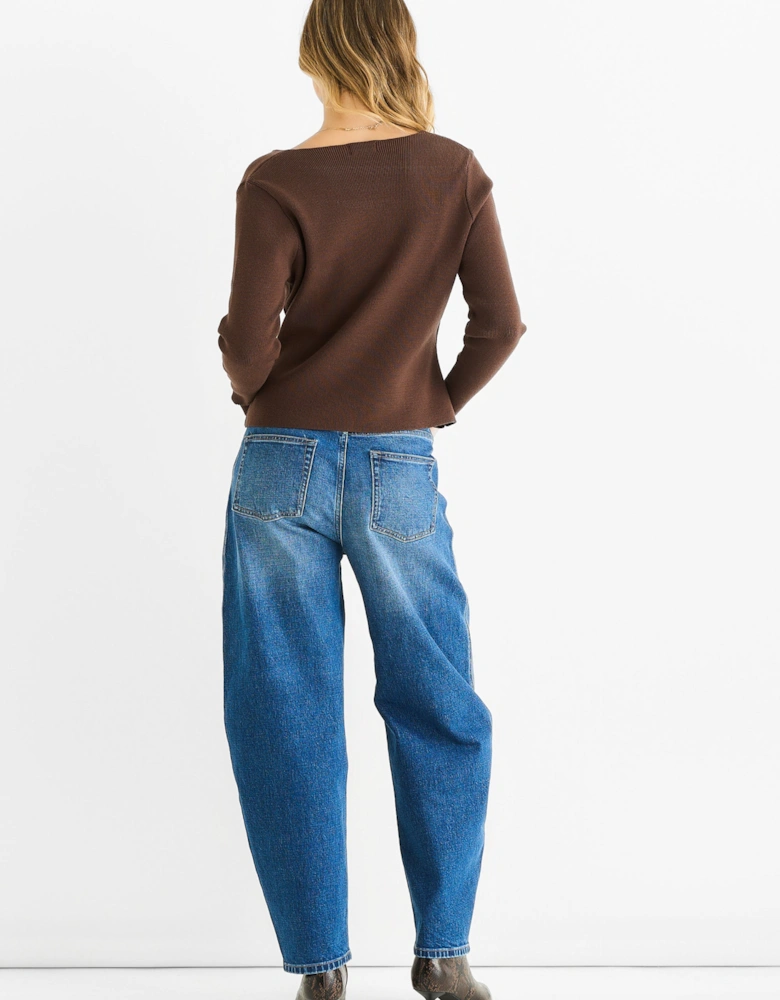 Chocolate Button Wrap Compact Knit Cardigan