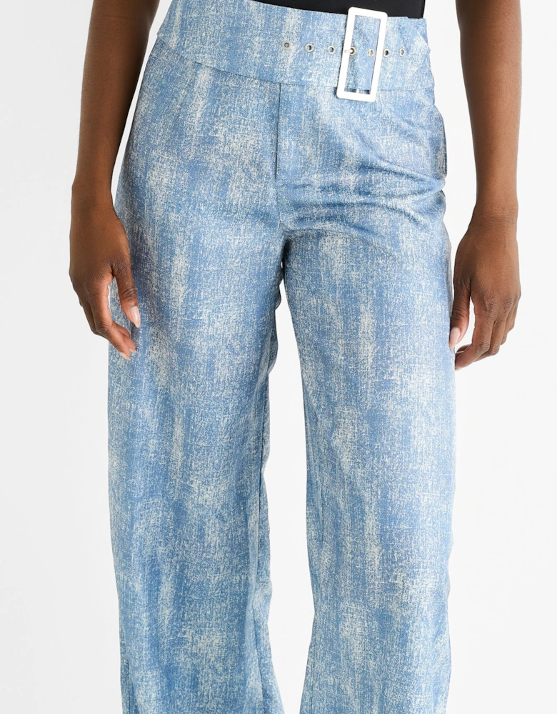 Blue Buckle Detail Trouser