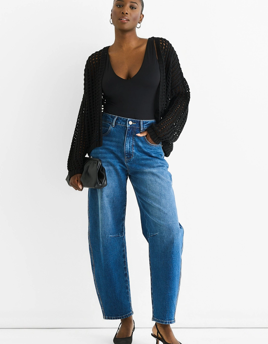 Black Open Knit Edge to Edge Cardigan, 5 of 4