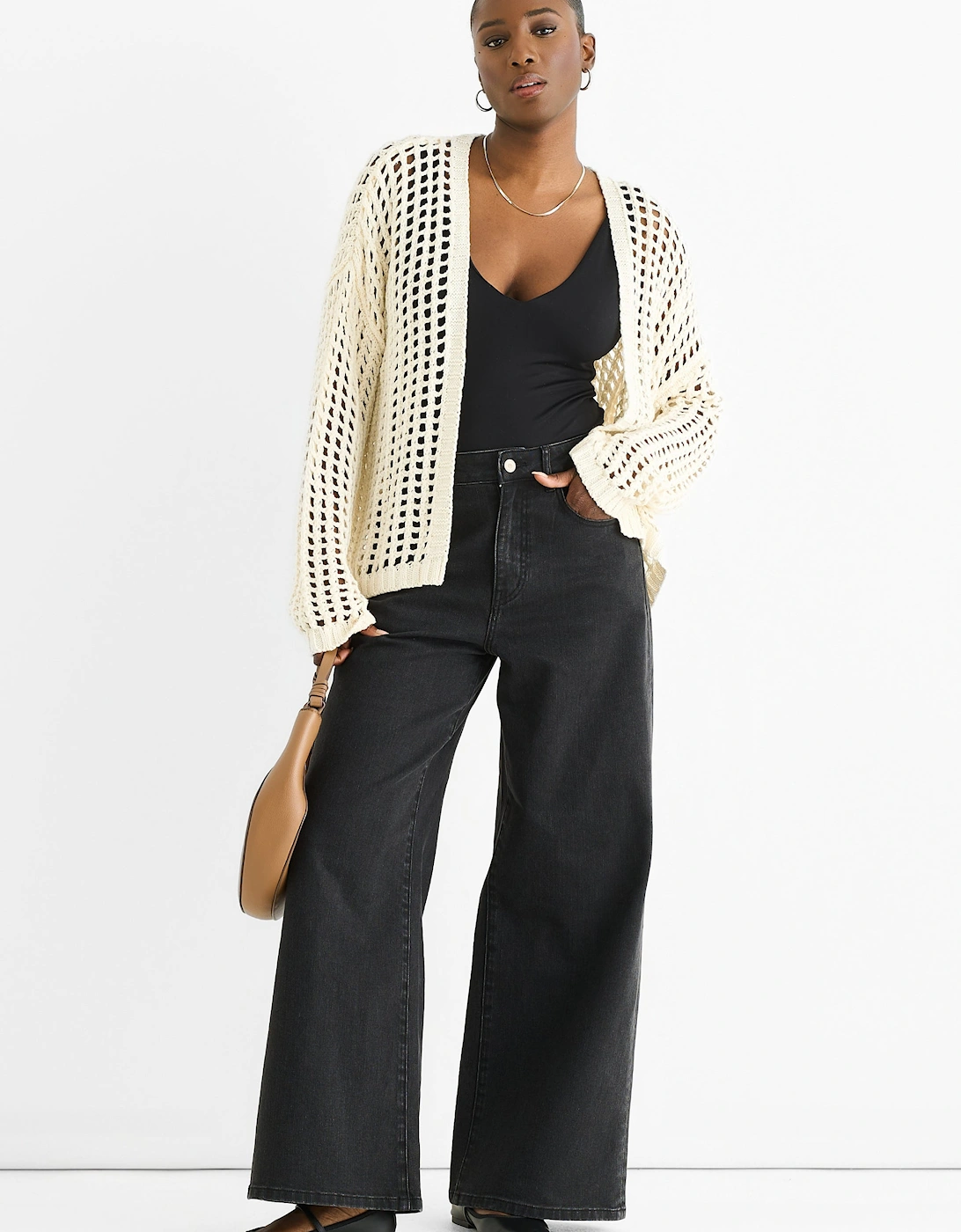Cream Open Knit Edge to Edge Cardigan, 5 of 4