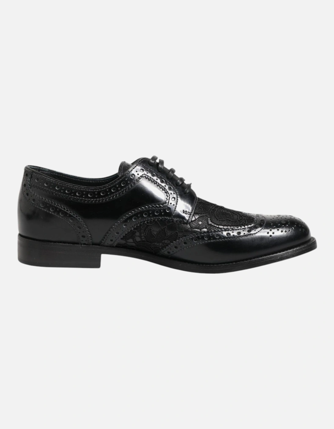 Floral Lace Leather Derby Shoes Women - Black Formal Shoes, 6 of 5