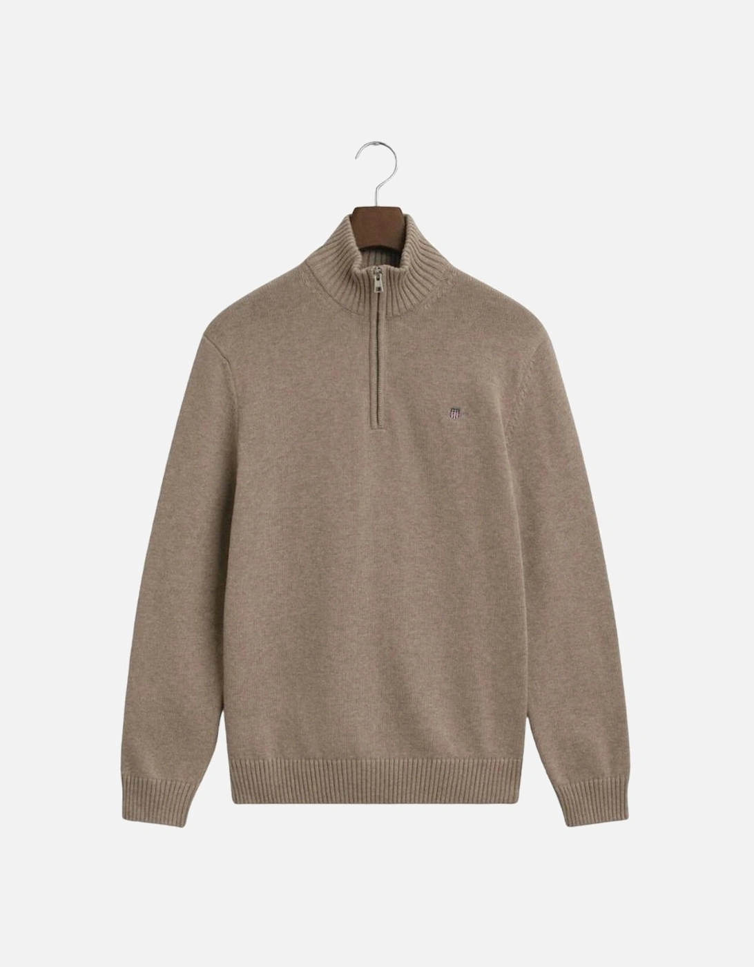 Casual Cotton Half Zip - Dark Sand Melange, 6 of 5
