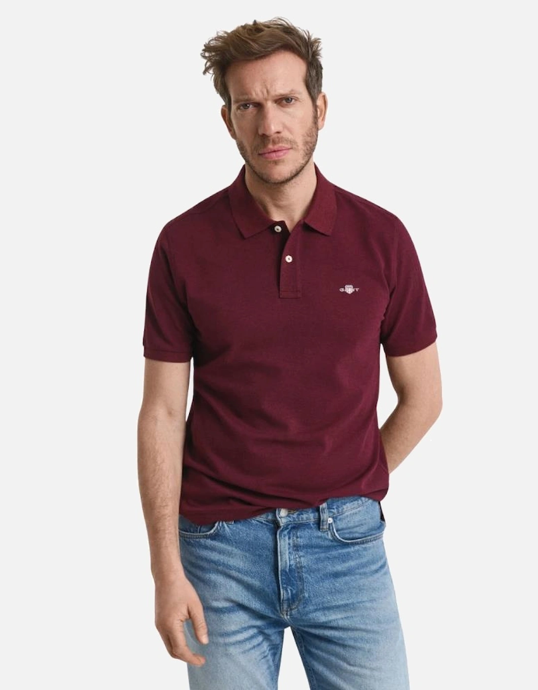 Reg SS Pique Polo - Bordeaux Melange
