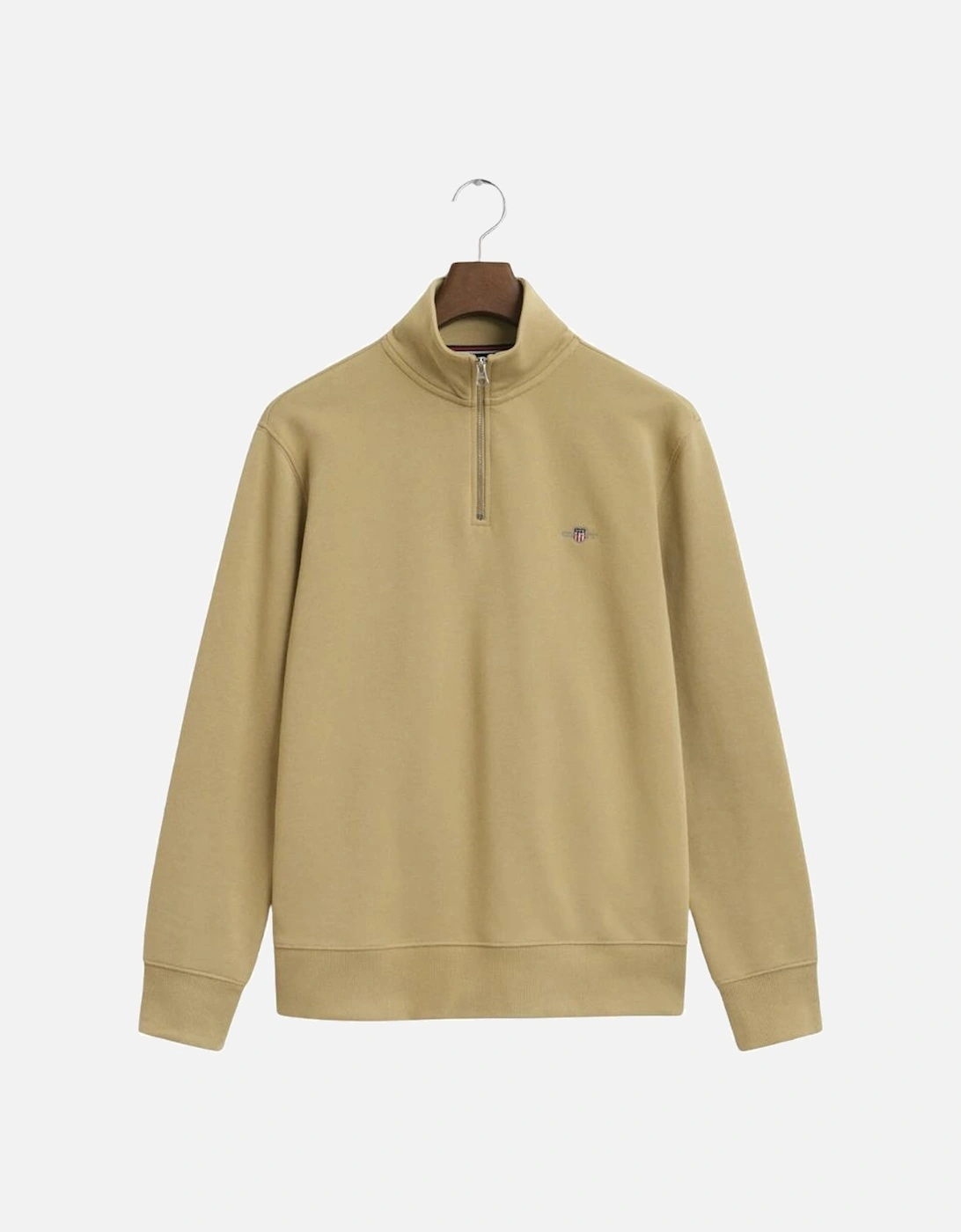 Men's GANT Reg Shield Half Zip Sweat - Woody Beige - Cream - Size: 36