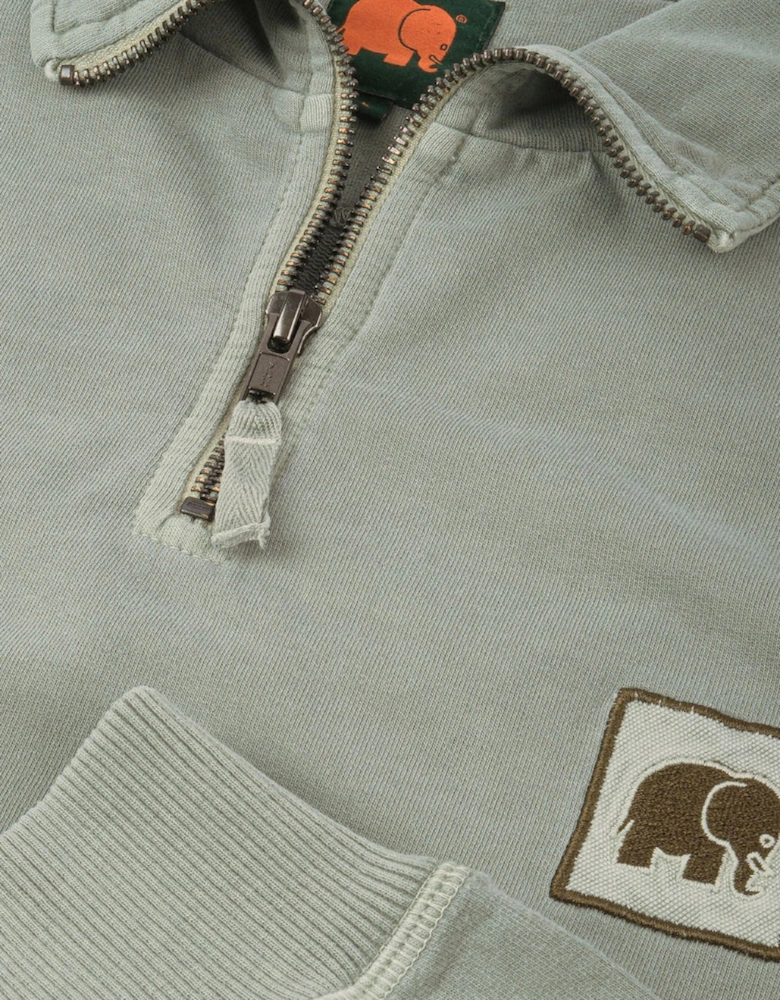 Quarter Zip Silver Green Sweatshirt