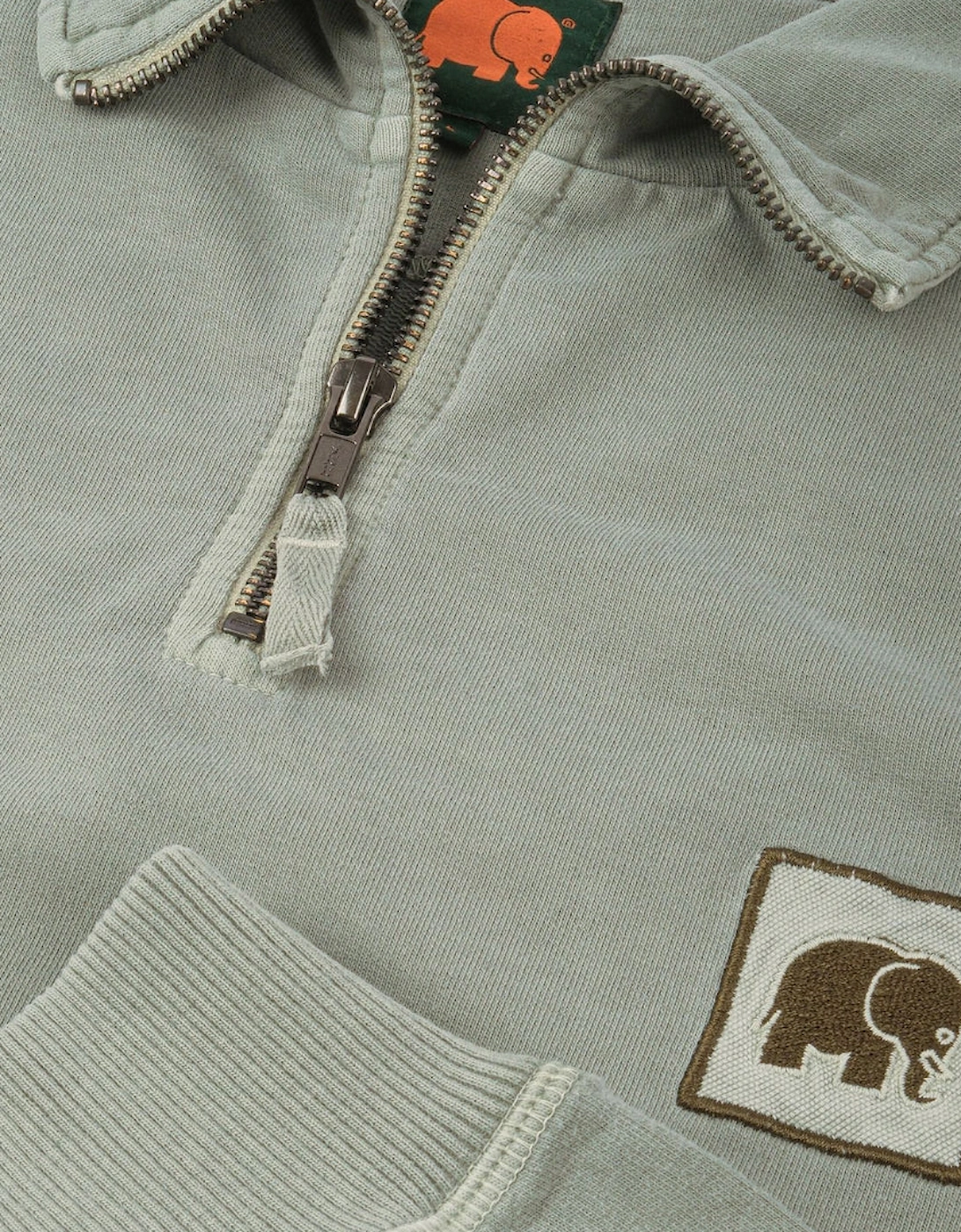 Quarter Zip Silver Green Sweatshirt
