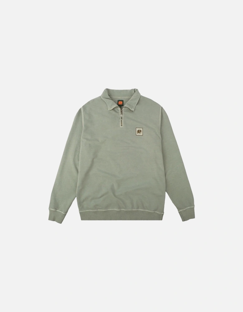 Quarter Zip Silver Green Sweatshirt