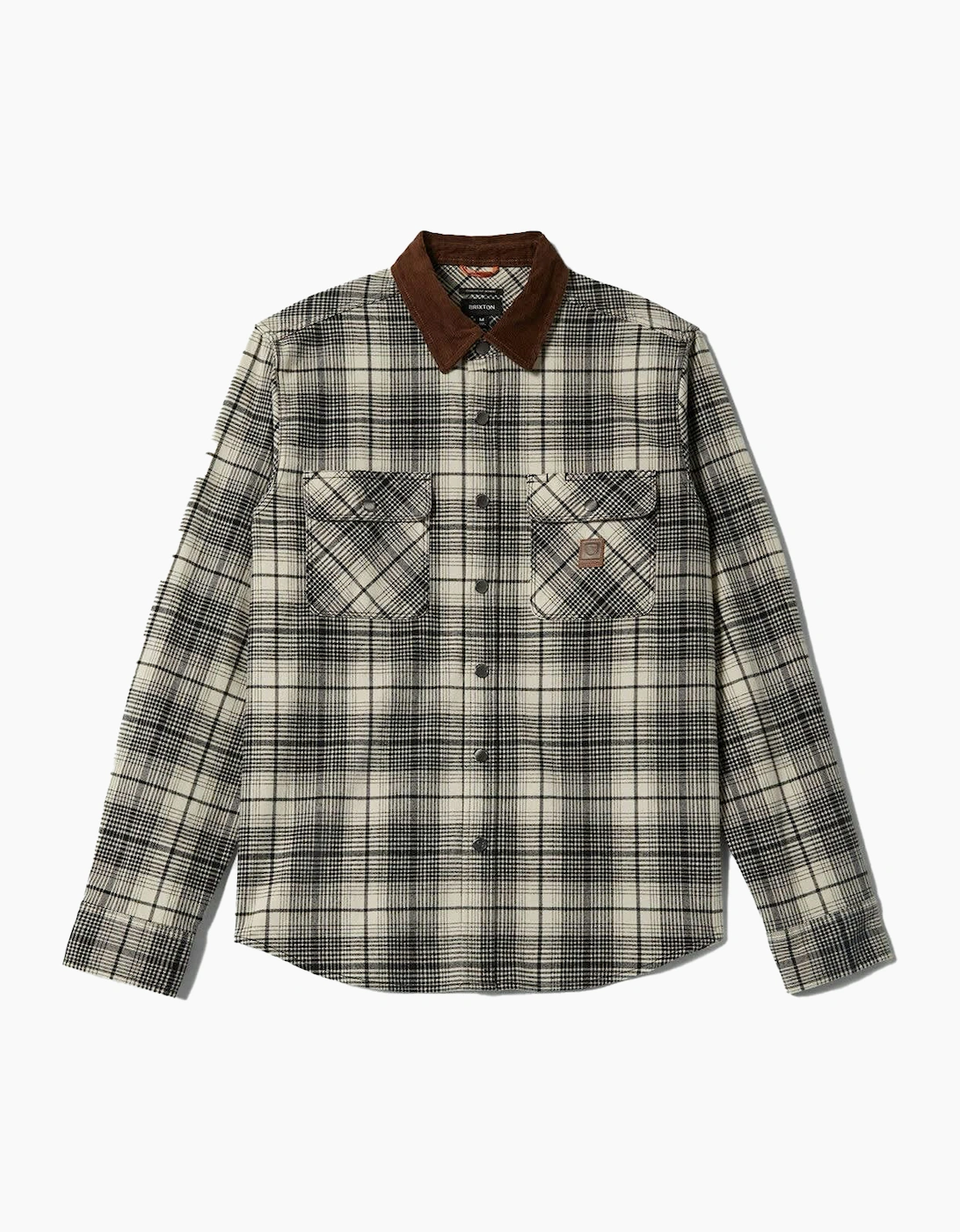 Brixton Builders Off White/Black Bowery  Flannel Shirt - Size: MEDIUM