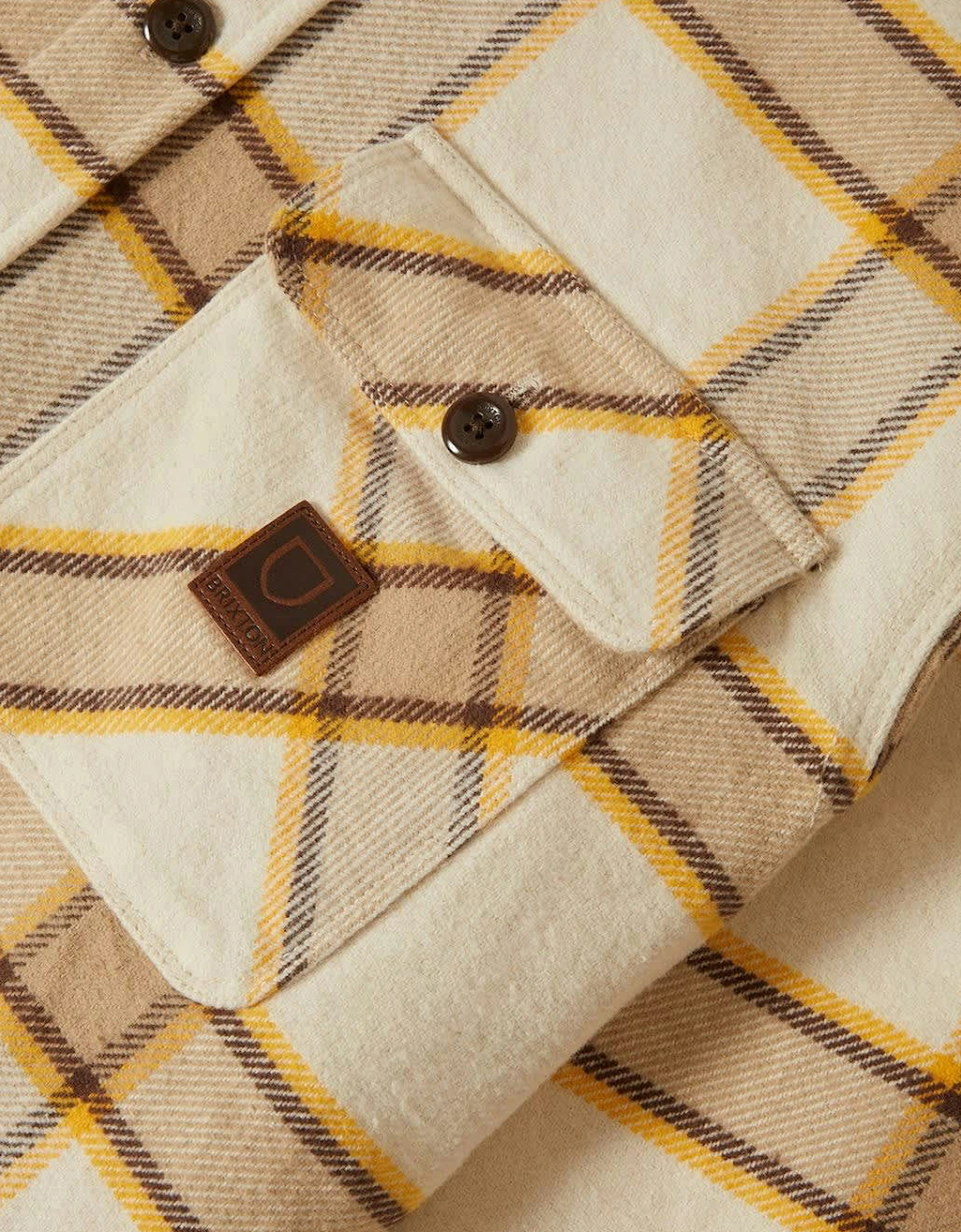 Bowery White Cap/Pinecone Brown/Saffron Flannel Shirt
