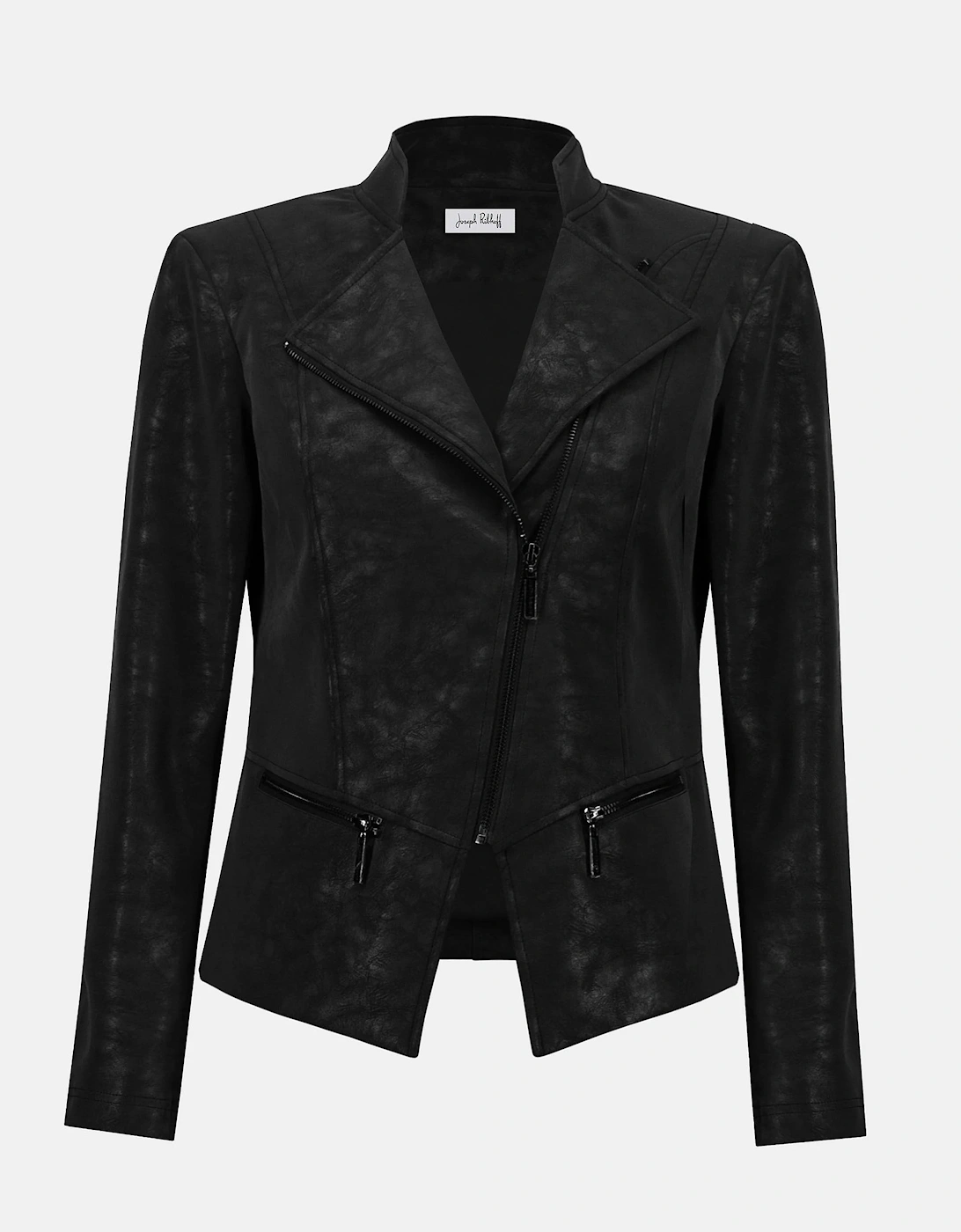 Foiled faux suede moto fitted jacket, 2 of 1