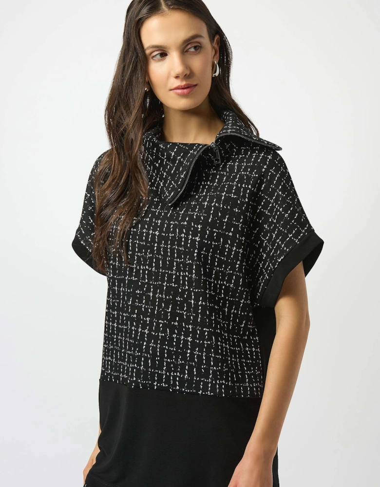 Jacquard checkered boxy print tunic