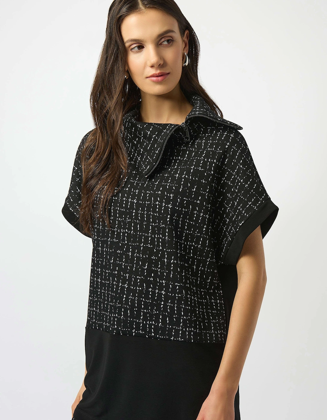 Joseph Ribkoff Women's Jacquard checkered boxy print tunic - Black