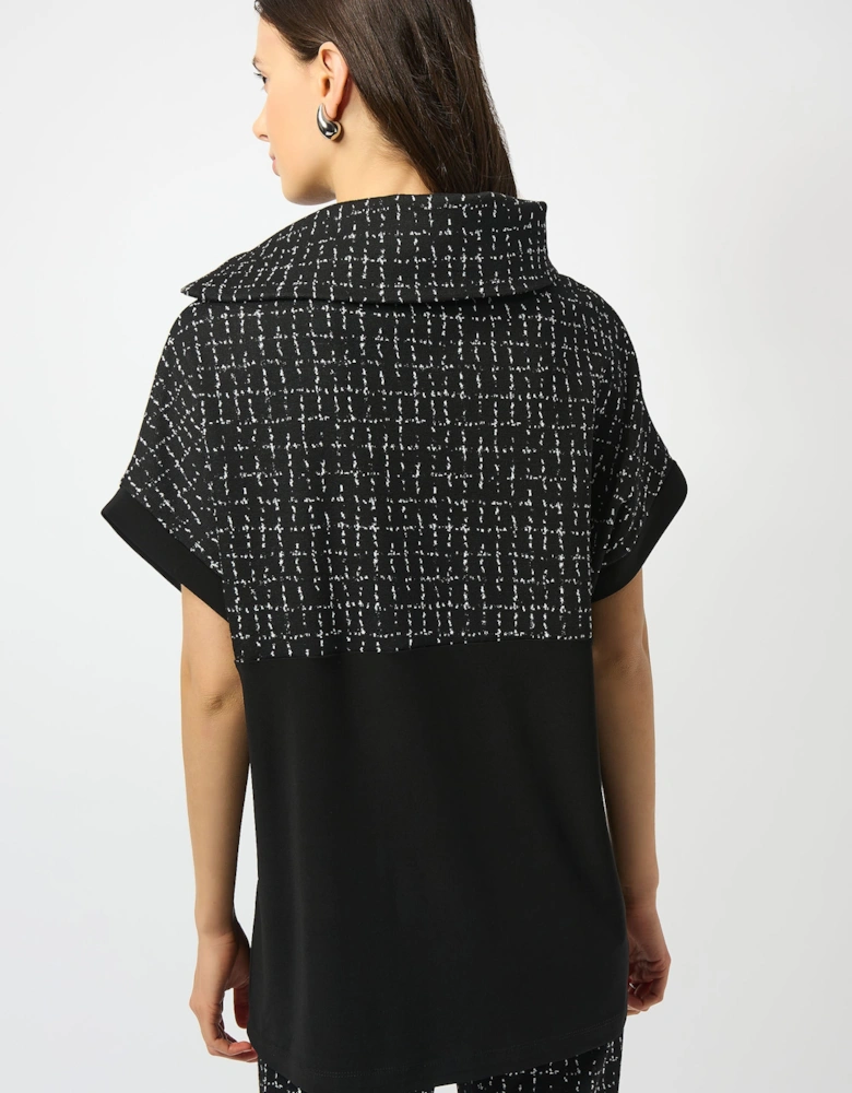 Jacquard checkered boxy print tunic