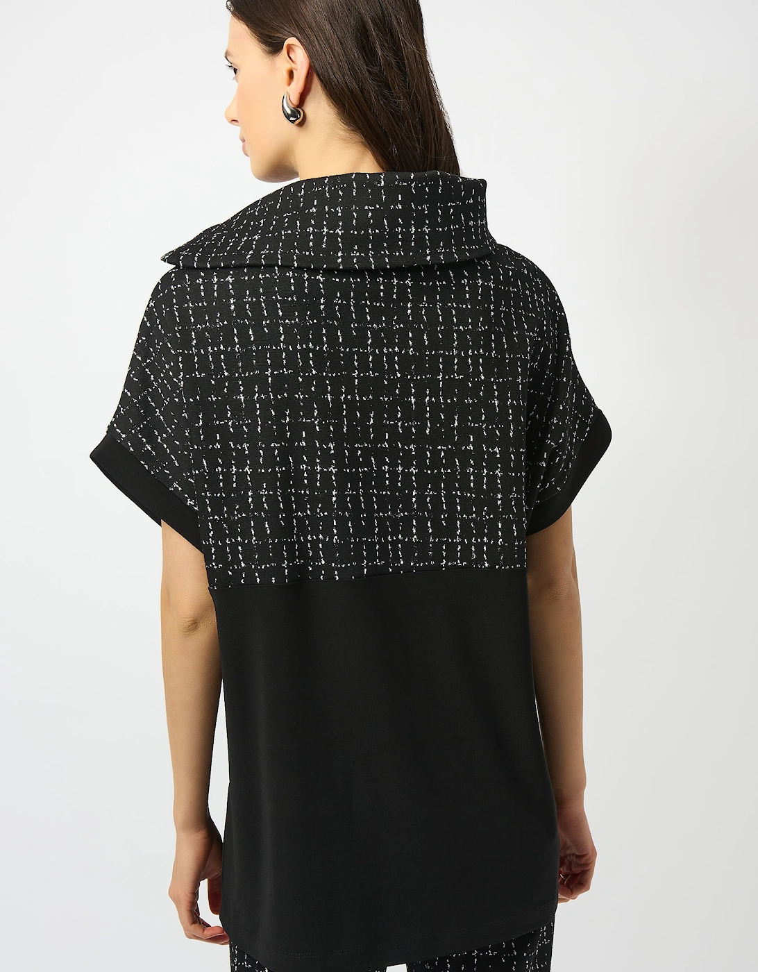 Jacquard checkered boxy print tunic
