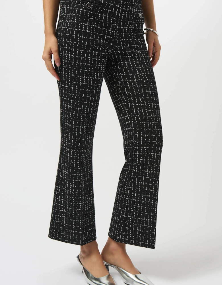 Jacquard checkered print flared pants