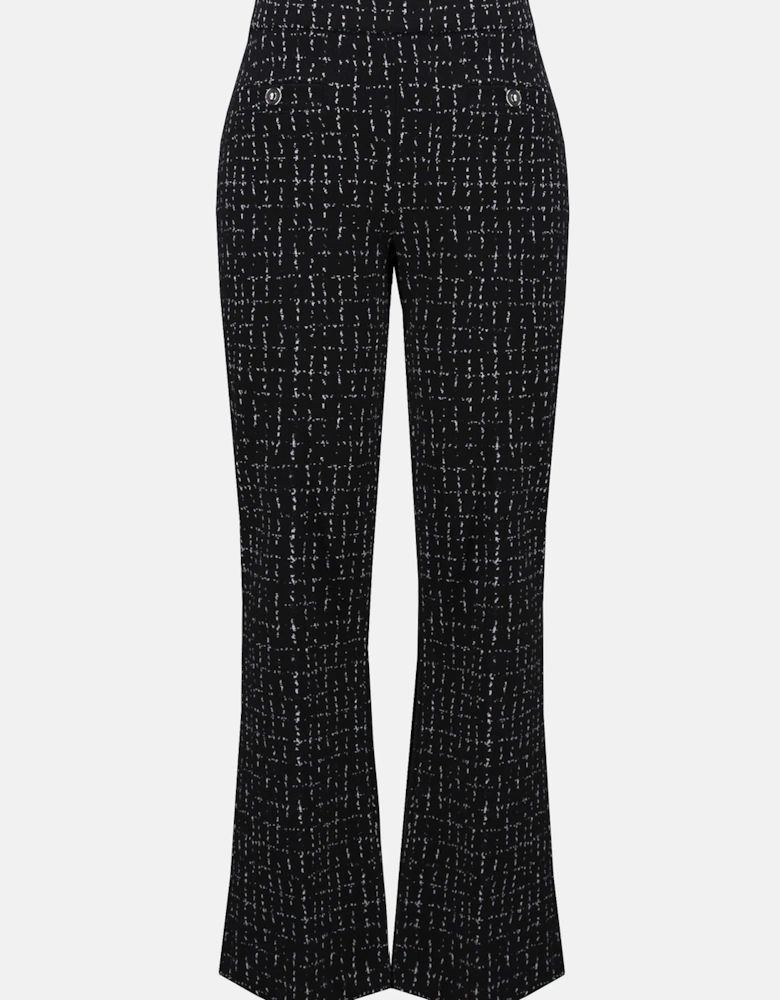 Jacquard checkered print flared pants