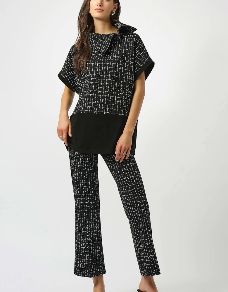 Jacquard checkered print flared pants