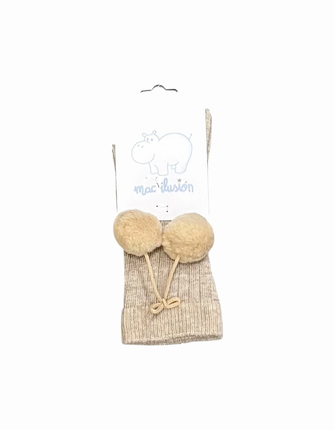 Beige Pom Pom Knee Socks, 2 of 1