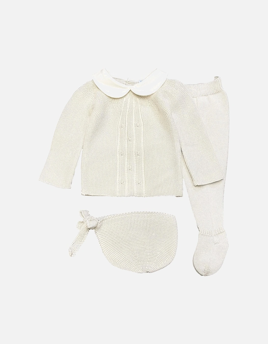 Cream Knit Bonnet Pant Set, 3 of 2