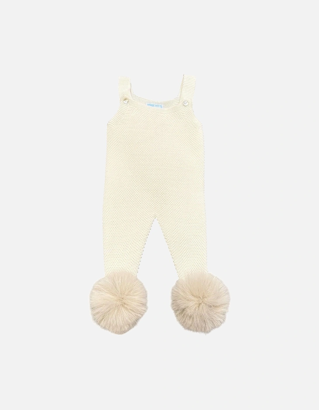 Cream Knit Fur Pom Dungarees, 2 of 1