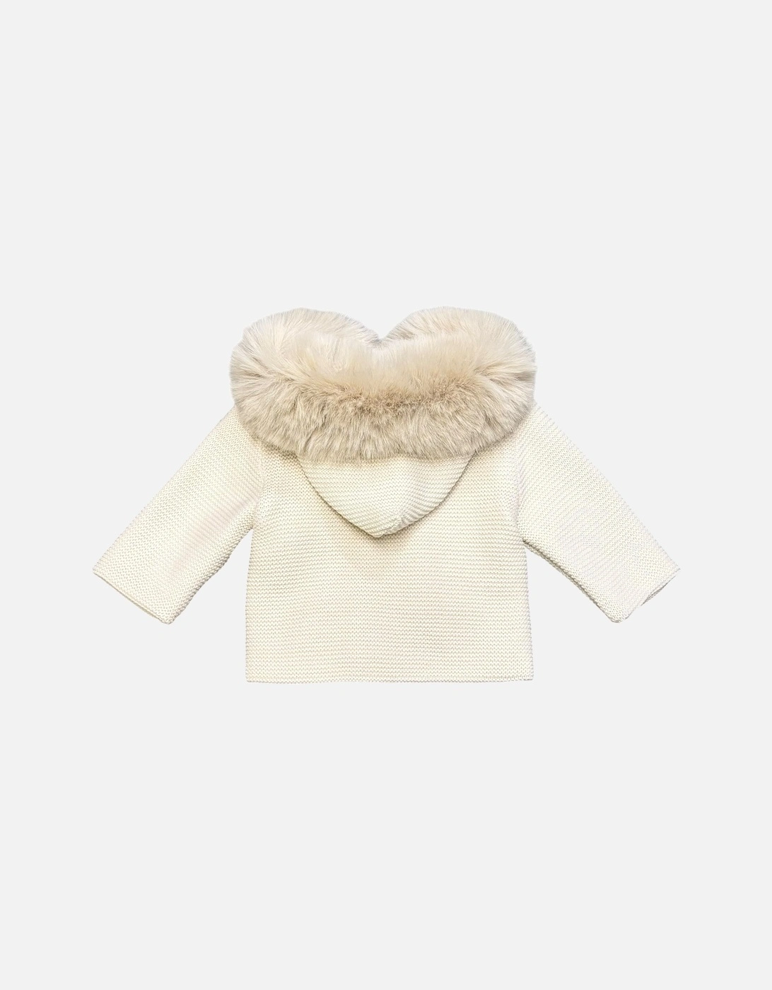 Cream Knit Fur Trimmed Cardigan