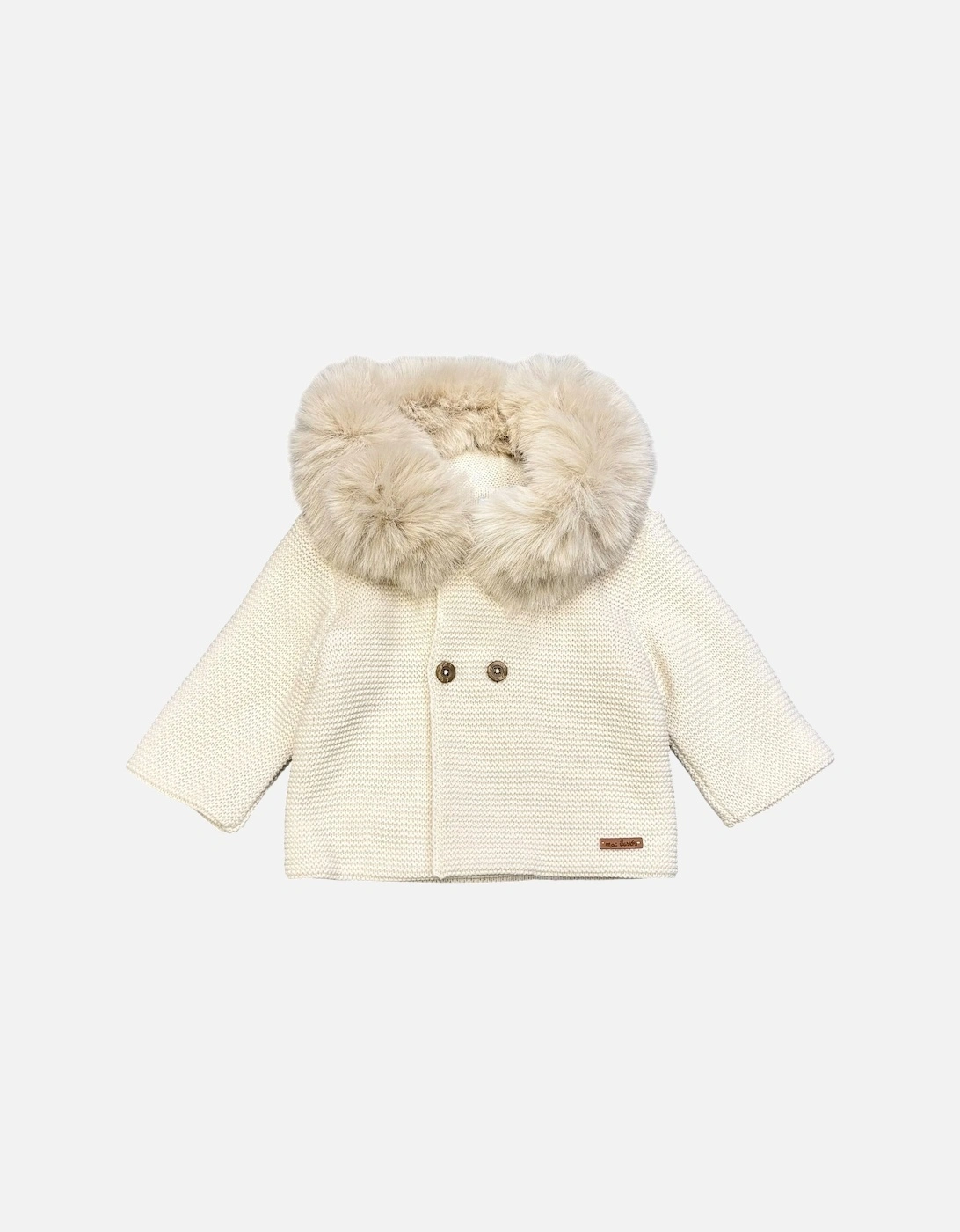 Cream Knit Fur Trimmed Cardigan, 3 of 2