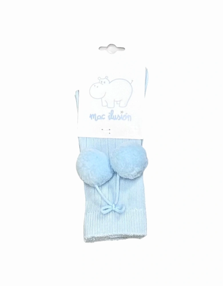 Boys Blue Pom Pom Knee Socks