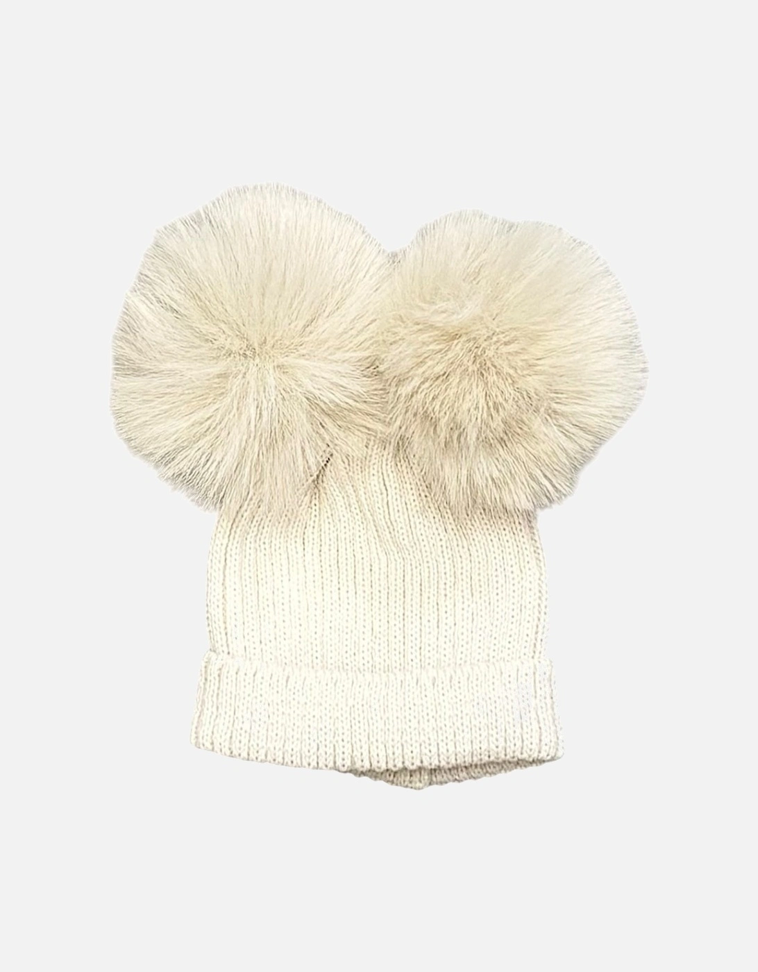 Cream Knit Double Fur Pom Hat, 2 of 1