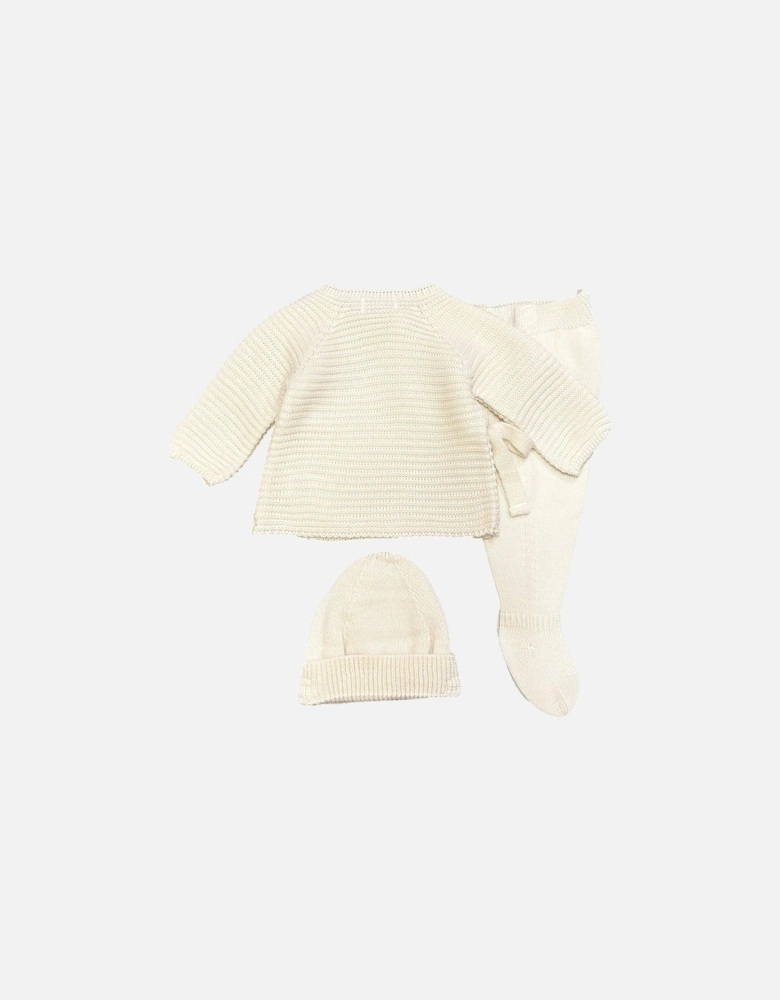 Cream Knit Hat Pant Set