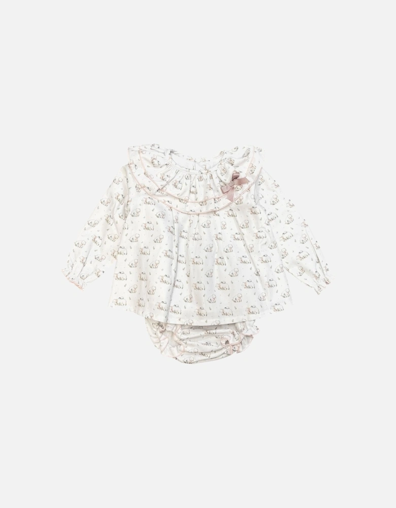 Girls Polar Bear Print Dress Set