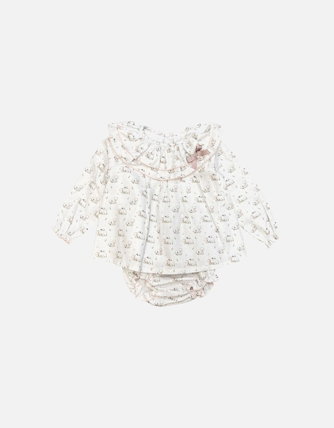 Girls Polar Bear Print Dress Set, 3 of 2