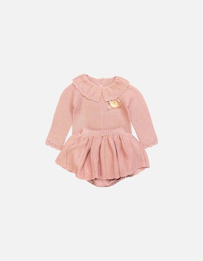 Girls Dusty Pink Knit Jam Pant Set