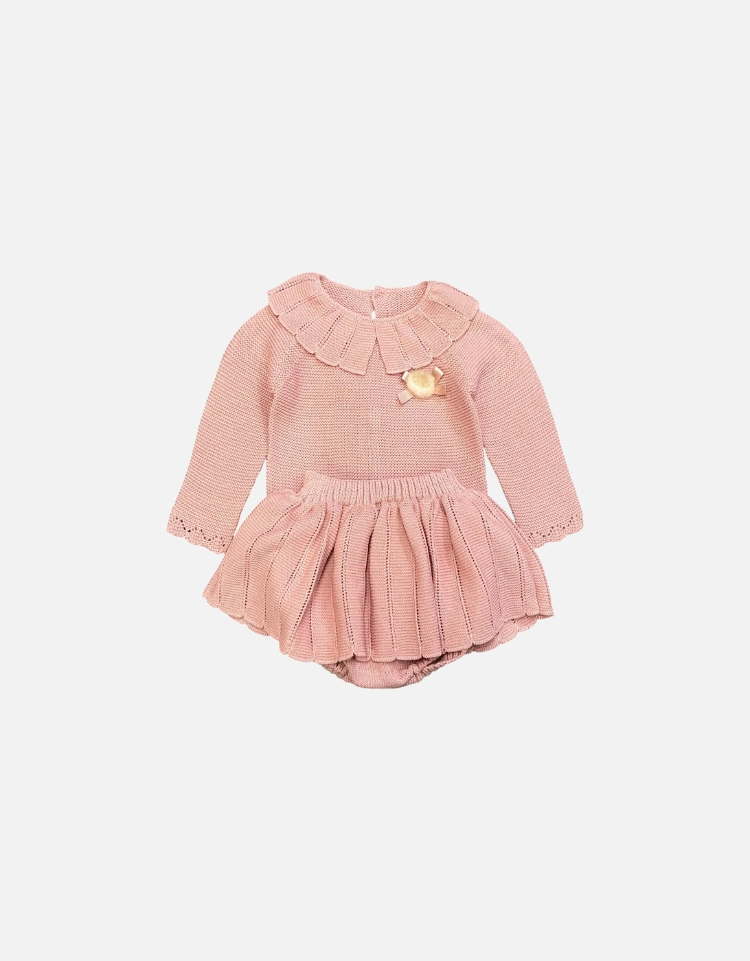Girls Dusty Pink Knit Jam Pant Set, 3 of 2