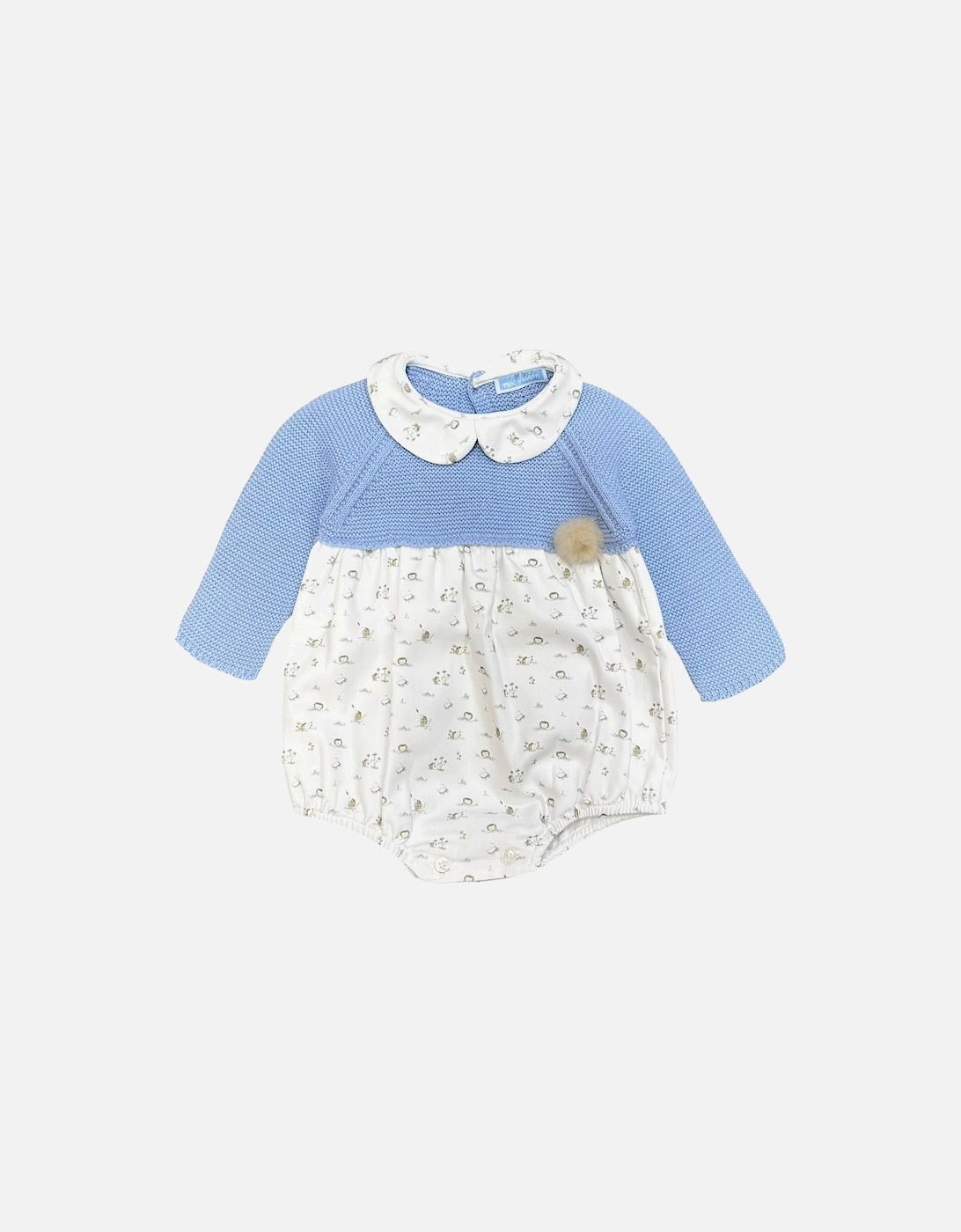 Boys Blue Knit Hedgehog Print Romper, 3 of 2