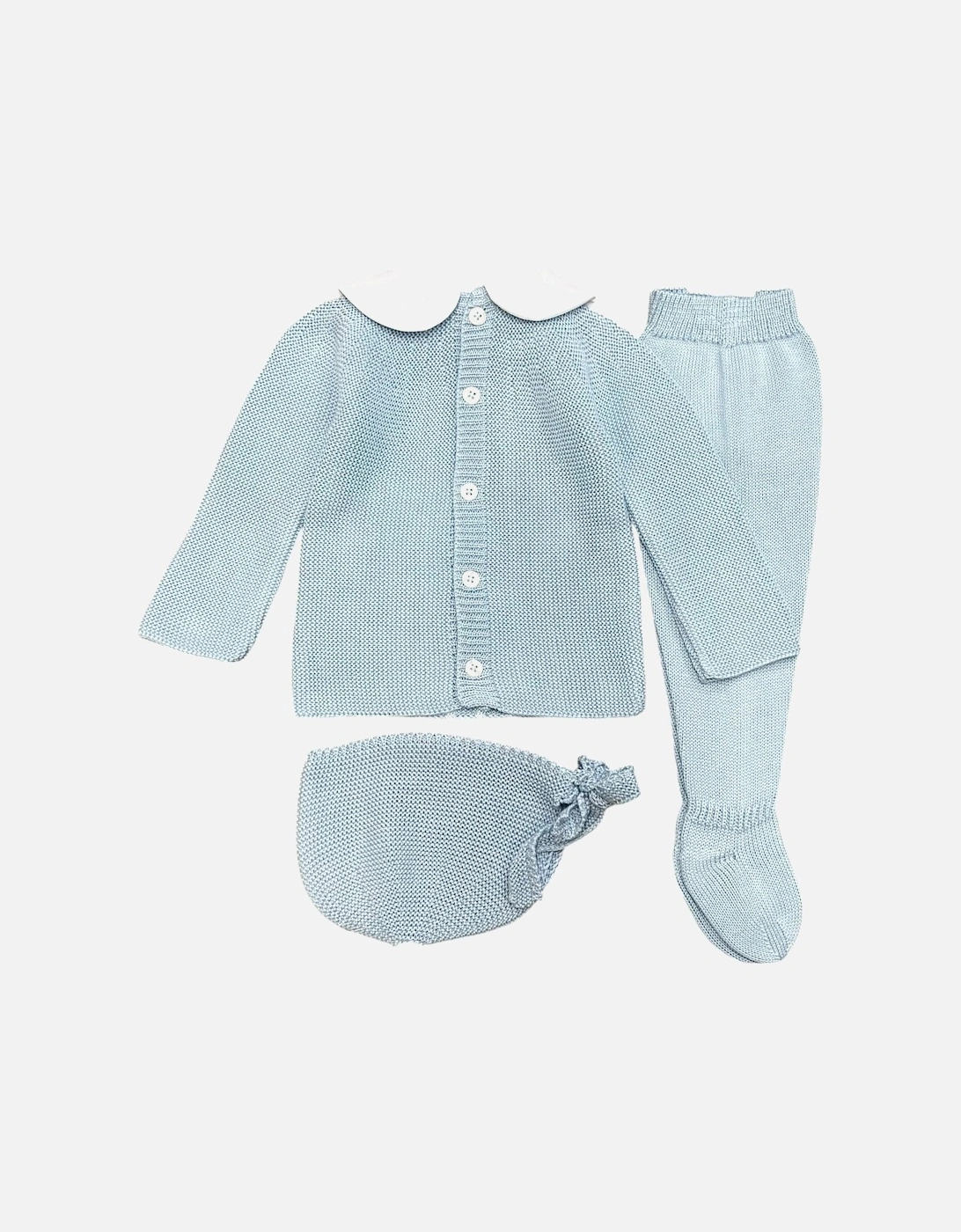Boys Blue Knit Bonnet Pant Set