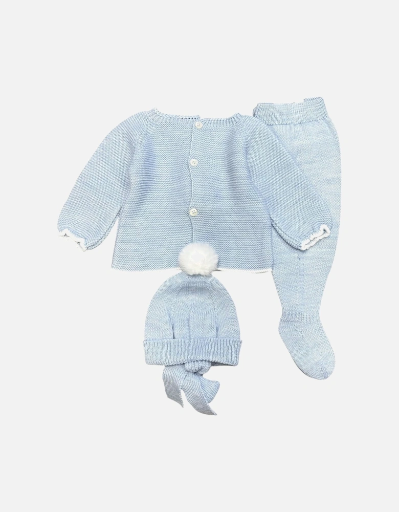 Boys Blue Knit Hat Pant Set