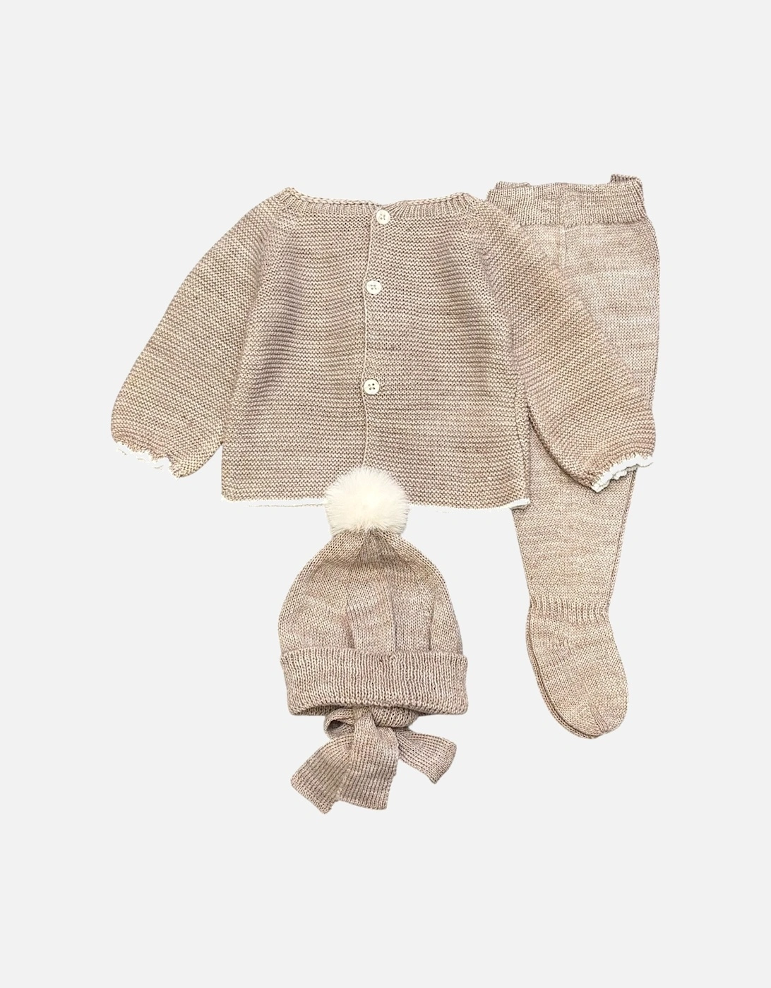 Soft Brown Knit Hat Pant Set