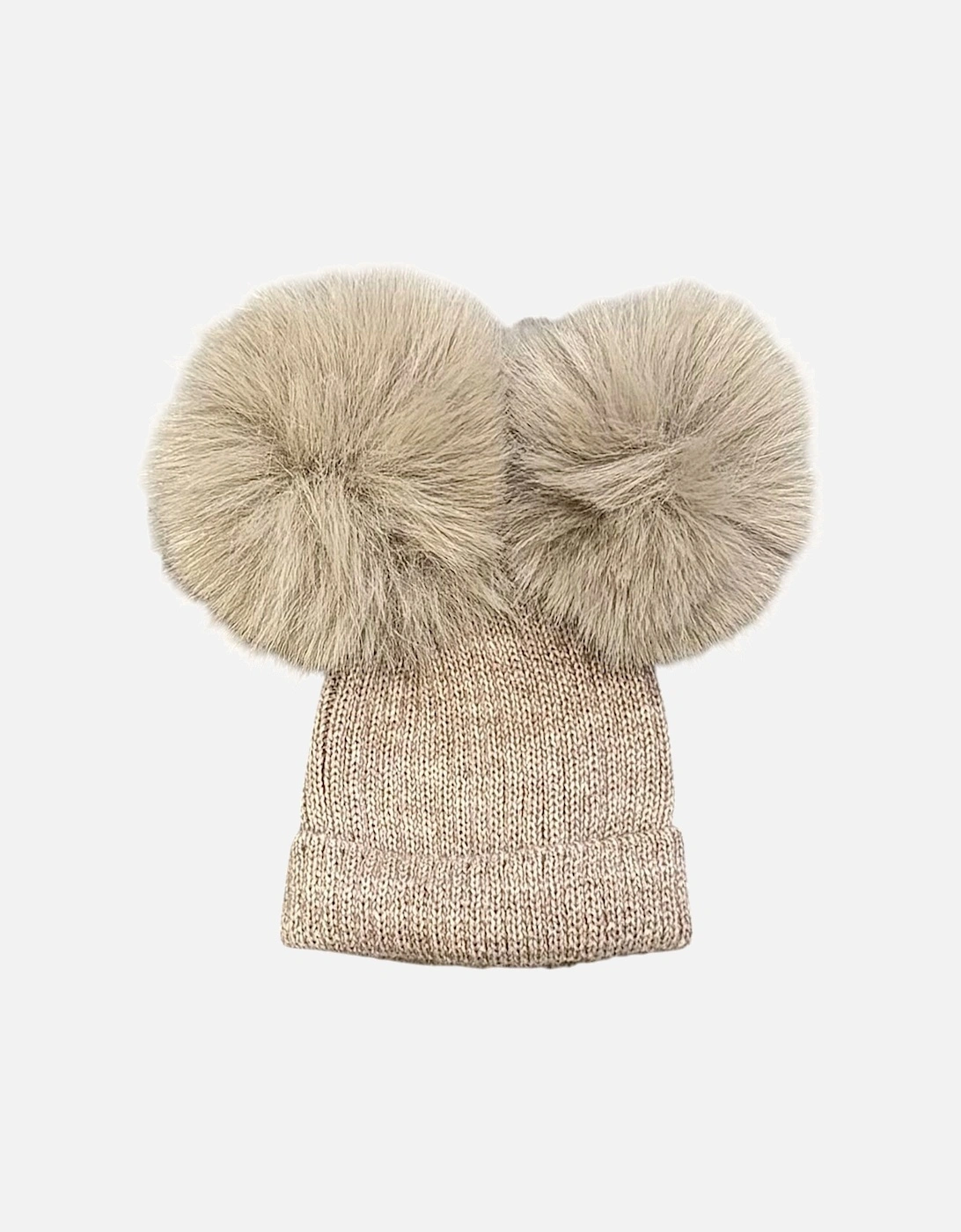 Soft Brown Knit Double Fur Pom Hat, 2 of 1