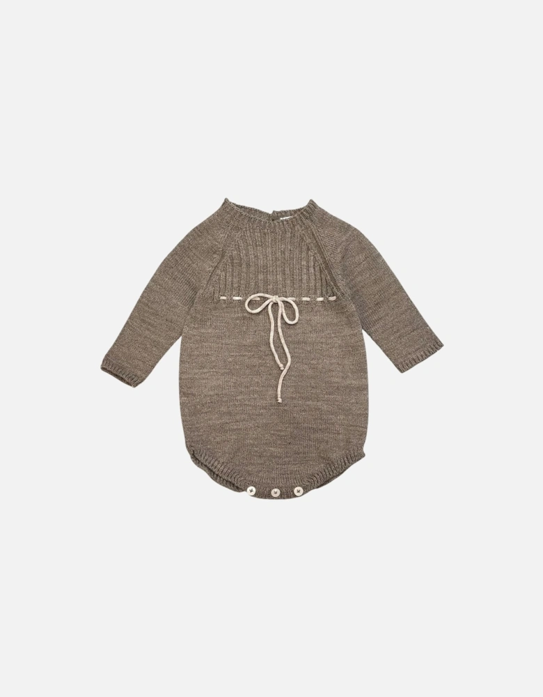 Mocha Brown Knit Tie Romper