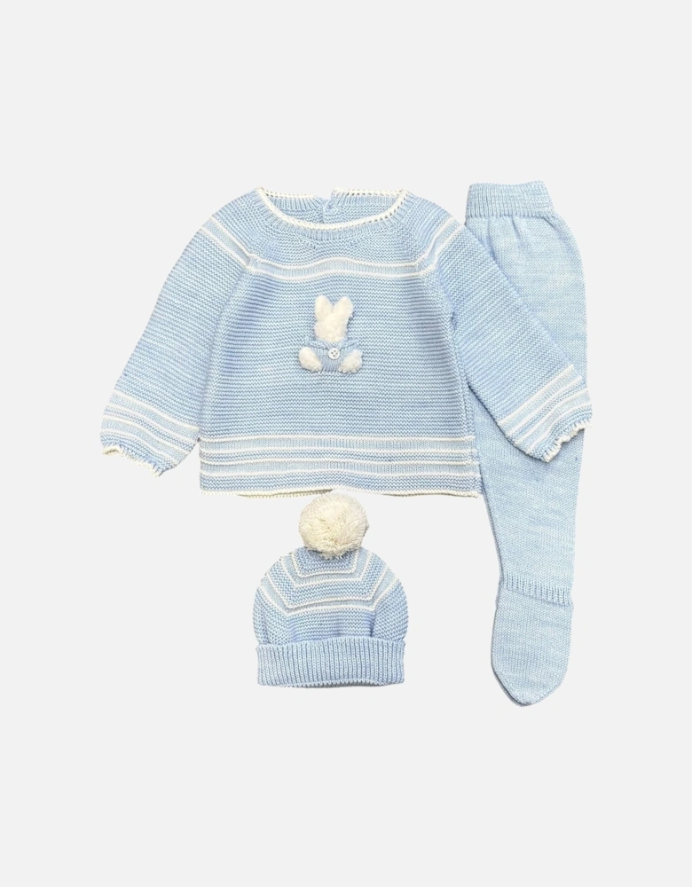 Boys Blue Knit Hat Pant Set