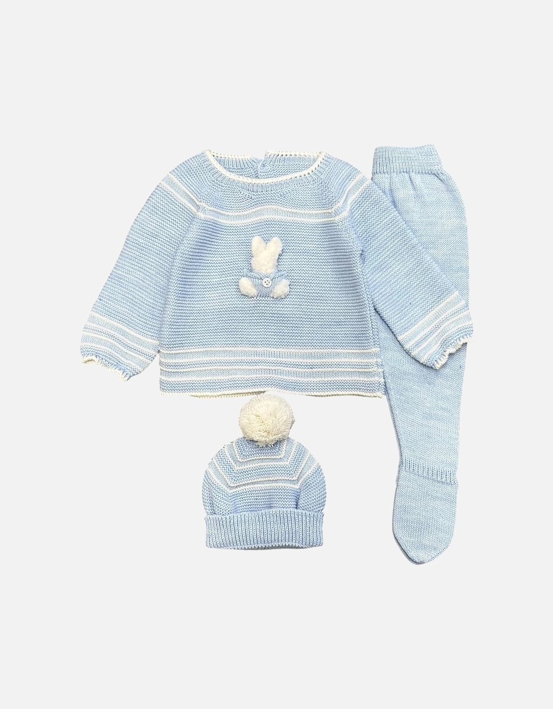 Boys Blue Knit Hat Pant Set, 3 of 2
