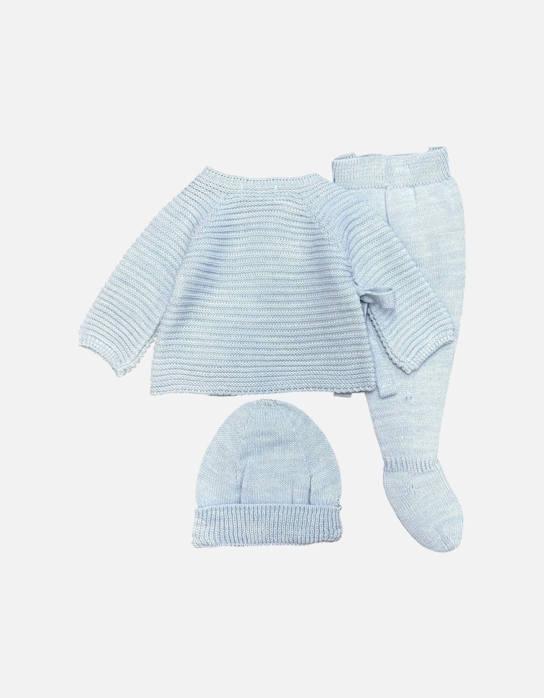 Boys Blue Knit Hat Pant Set