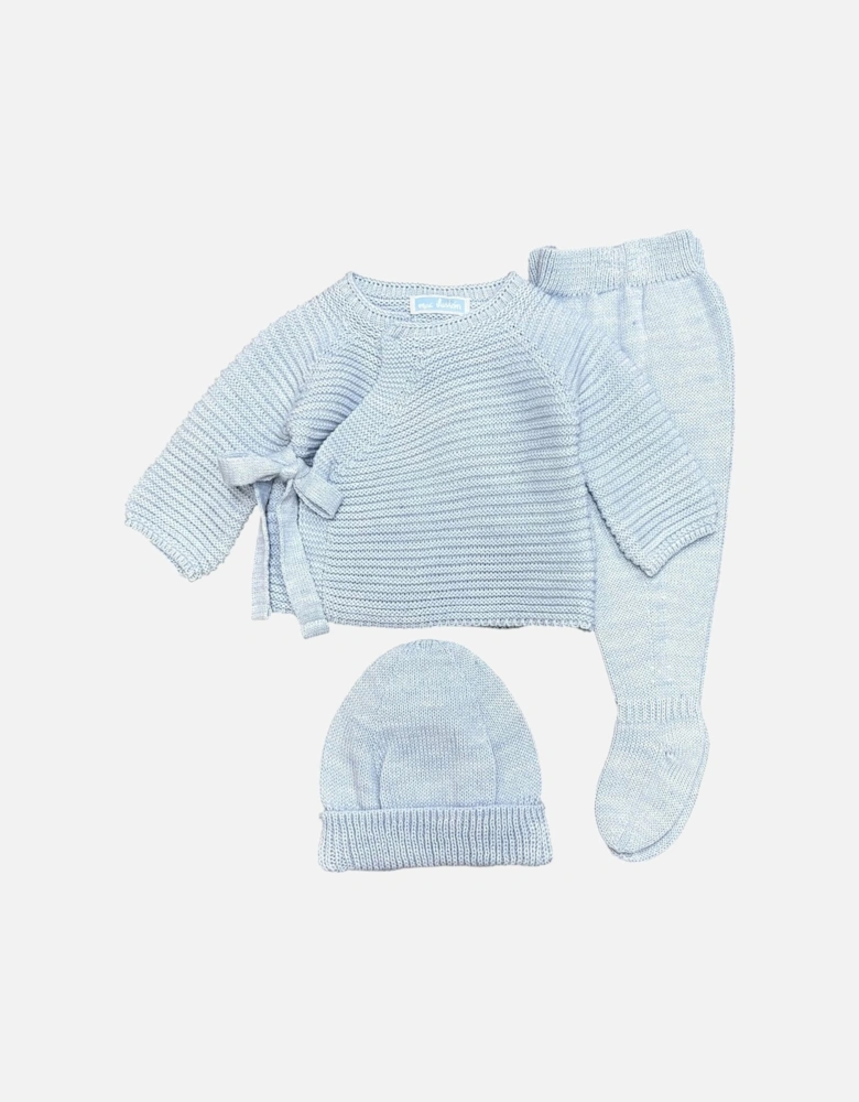 Boys Blue Knit Hat Pant Set