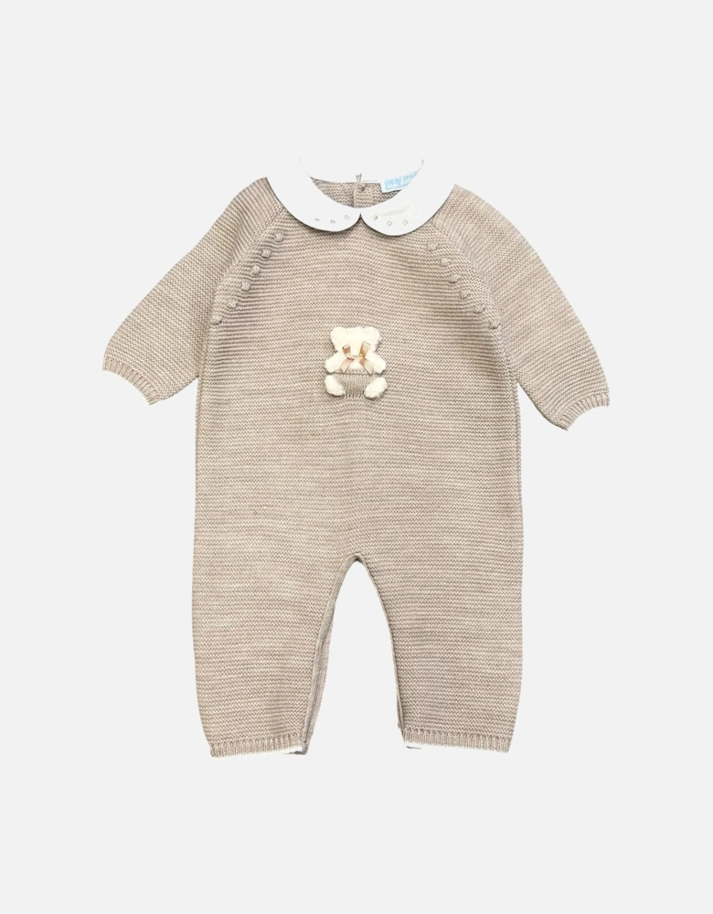 Boys Soft Brown Knit Long Romper