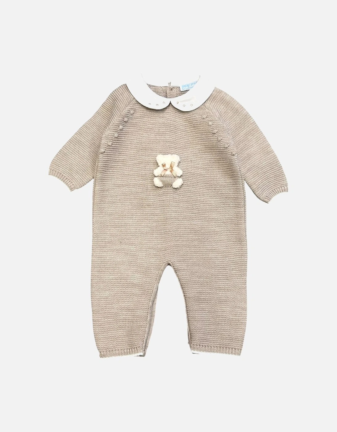 Boys Soft Brown Knit Long Romper, 3 of 2