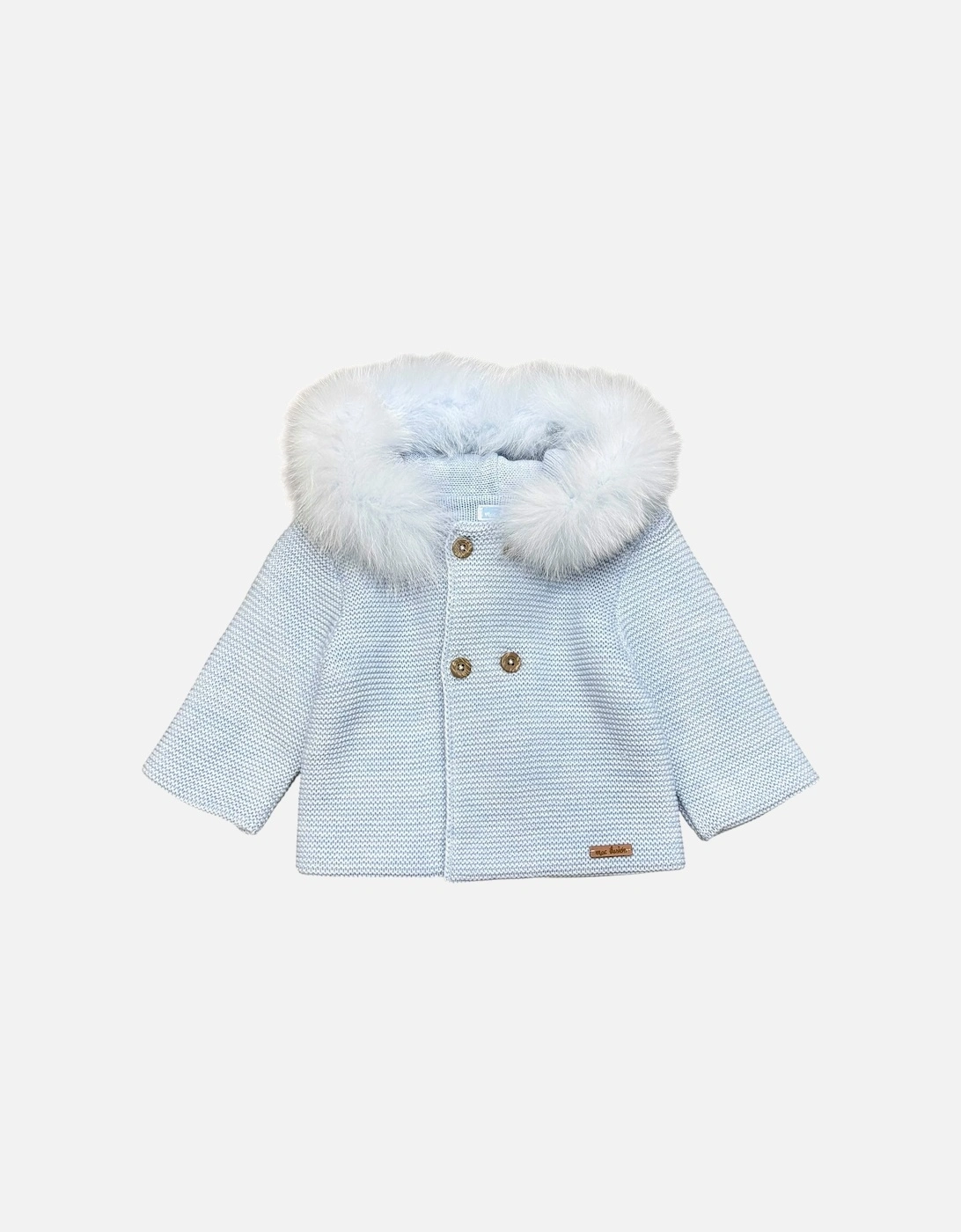 Boys Blue Knit Fur Trimmed Cardigan, 3 of 2