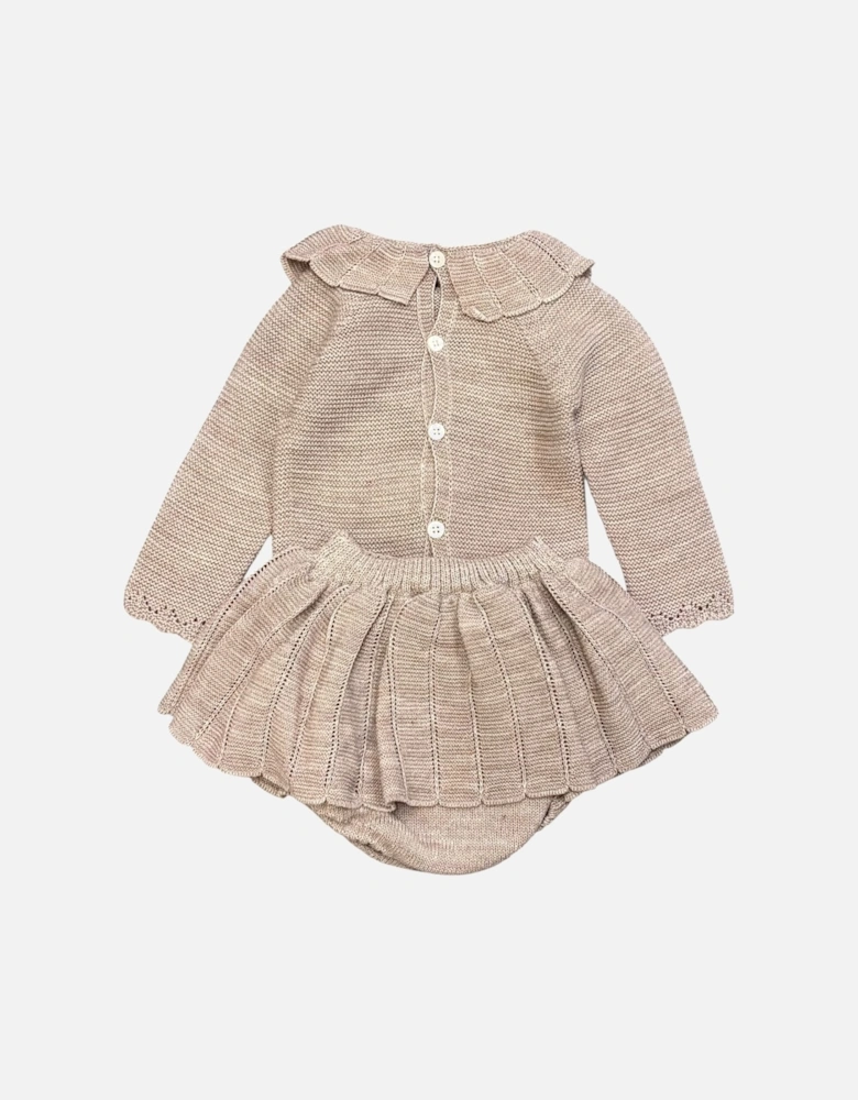 Girls Soft Brown Knit Jam Pant Set