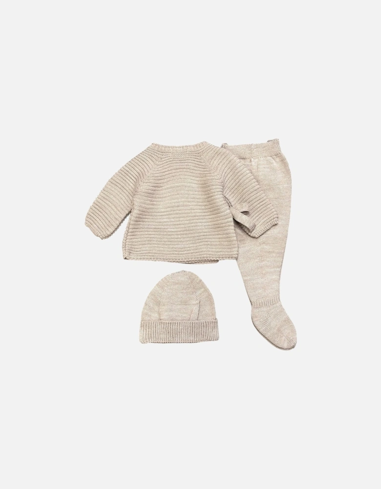 Soft Brown Knit Hat Pant Set